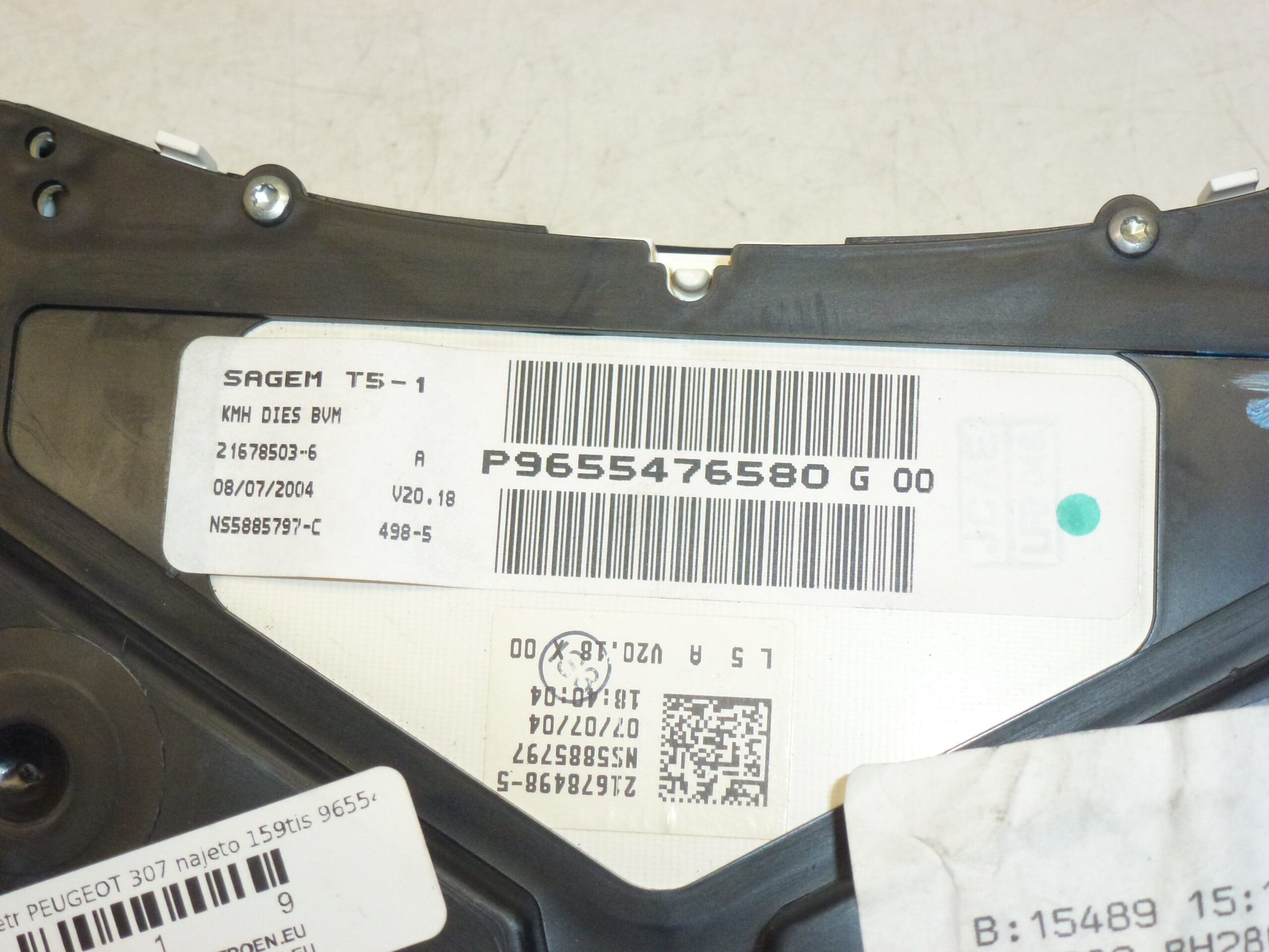 Tachometer Peugeot 307 186 tisíc km 9655476580G00