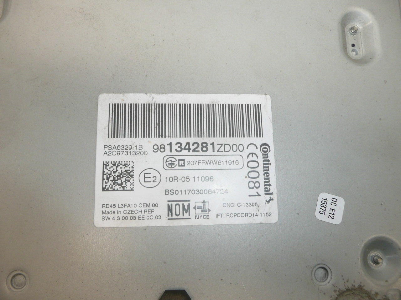 Autorádio Citroën C-ELYSEE Peugeot 301 98134281ZD00